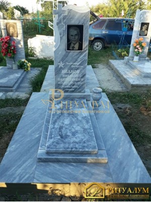 Памятник из мрамора - Крест-вуаль PM0003 — ritualum.ru Памятник из мрамора - Крест-вуаль PM0003 — ritualum.ru
